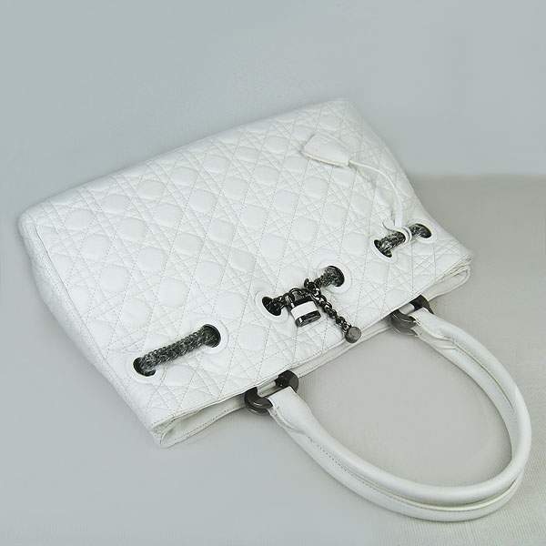 Christian Dior 1833 Quilted Lambskin Handbag-White - Click Image to Close